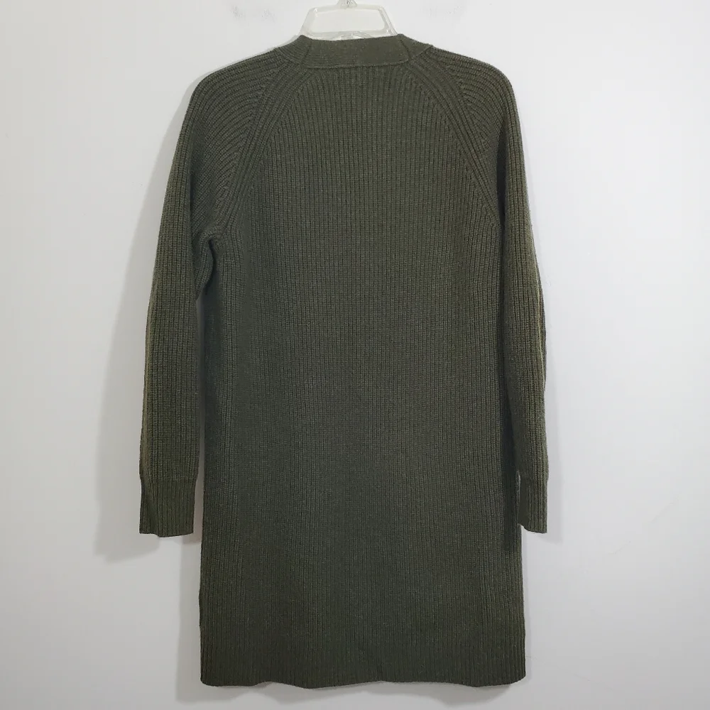 Madewell Womens Henley Sweater Dress Merino Wool Blend Olive Green Brown Size XS - Picture 7 of 10
